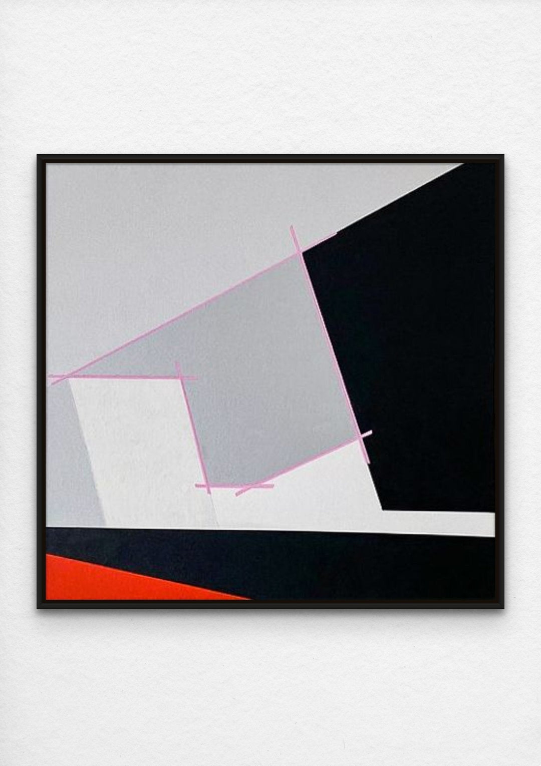 Linear brutalist artwork with black frame.