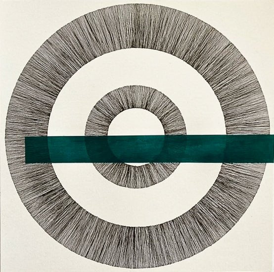Two Separated Circles with Turquoise Band