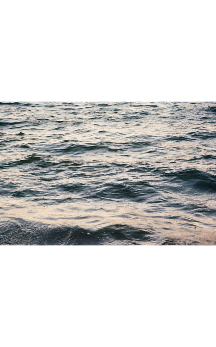 Maine ocean with soft rippling waves and golden light.