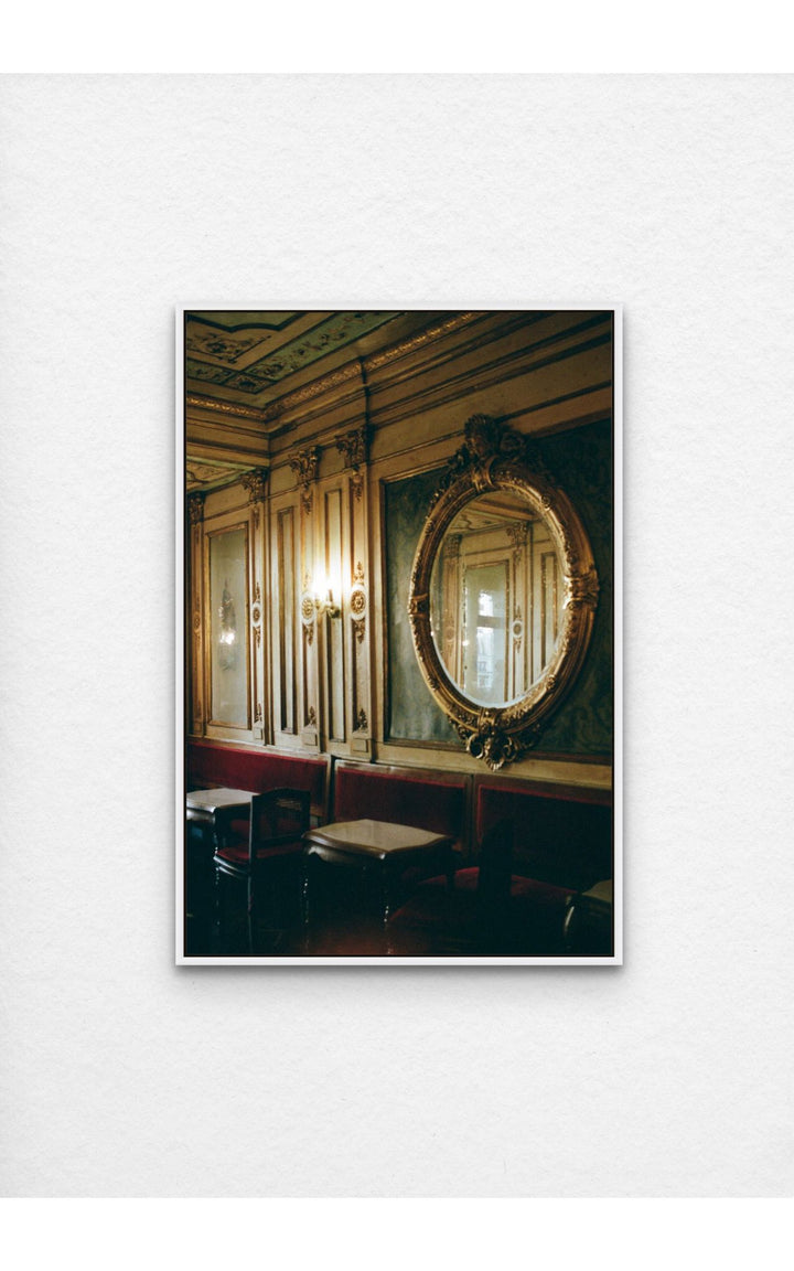 Vintage interior of Caffe Florian photograph mounted on aluminum.