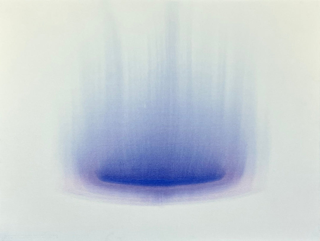 Minimalist watercolor with intense indigo color at center with gradual fade outward.