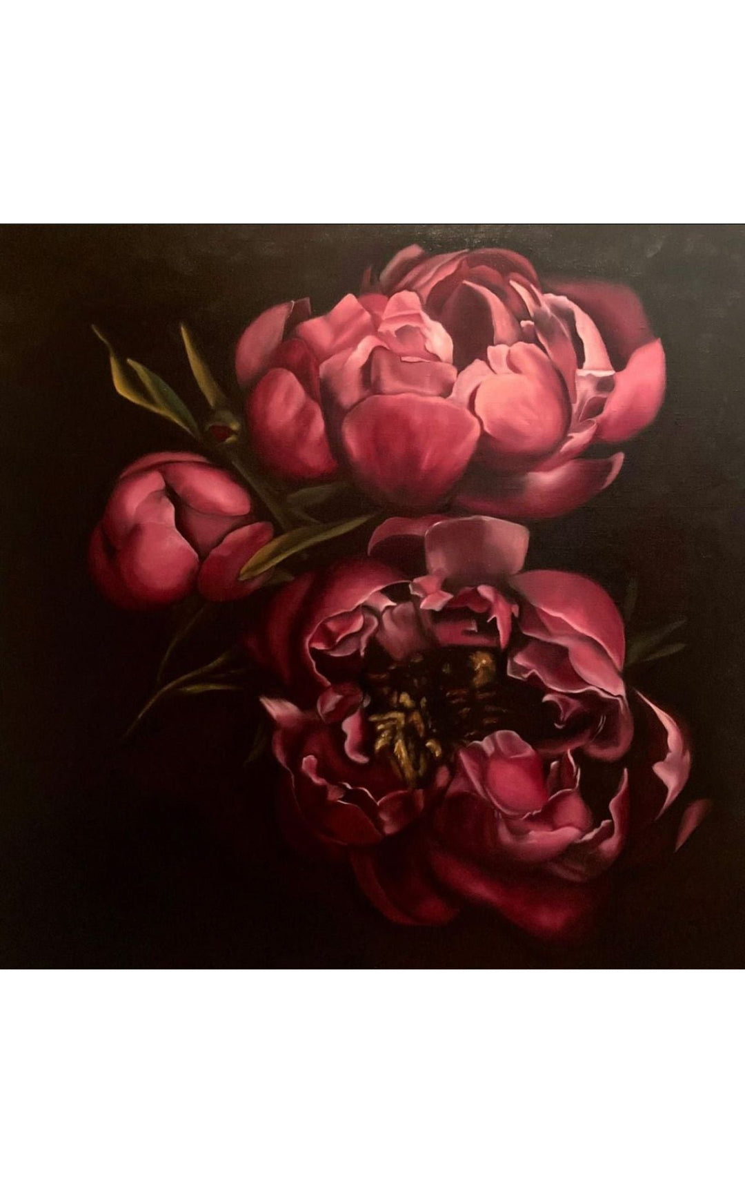 red flower realist painting