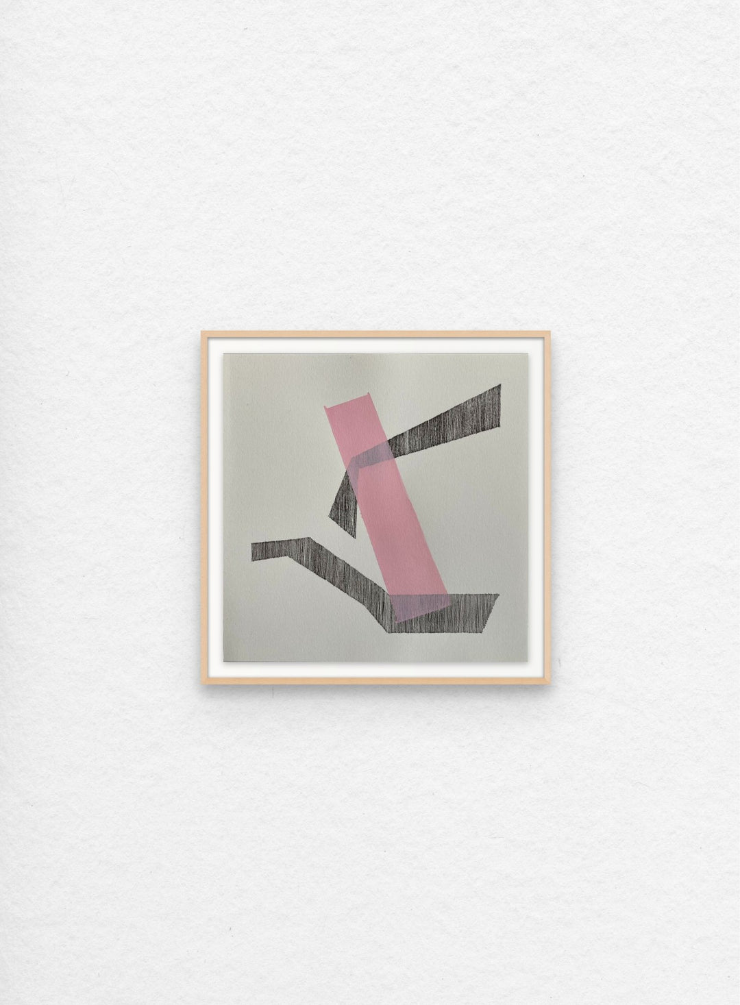 Abstract geometric, hard-edge artwork on paper painted with neutral palette.