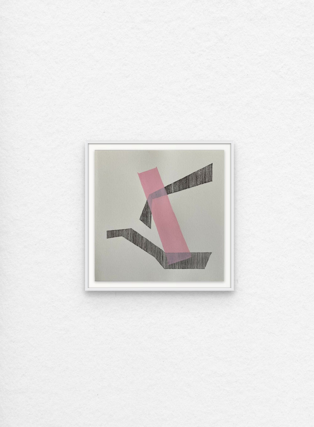 Abstract geometric, hard-edge artwork on paper painted with neutral palette.