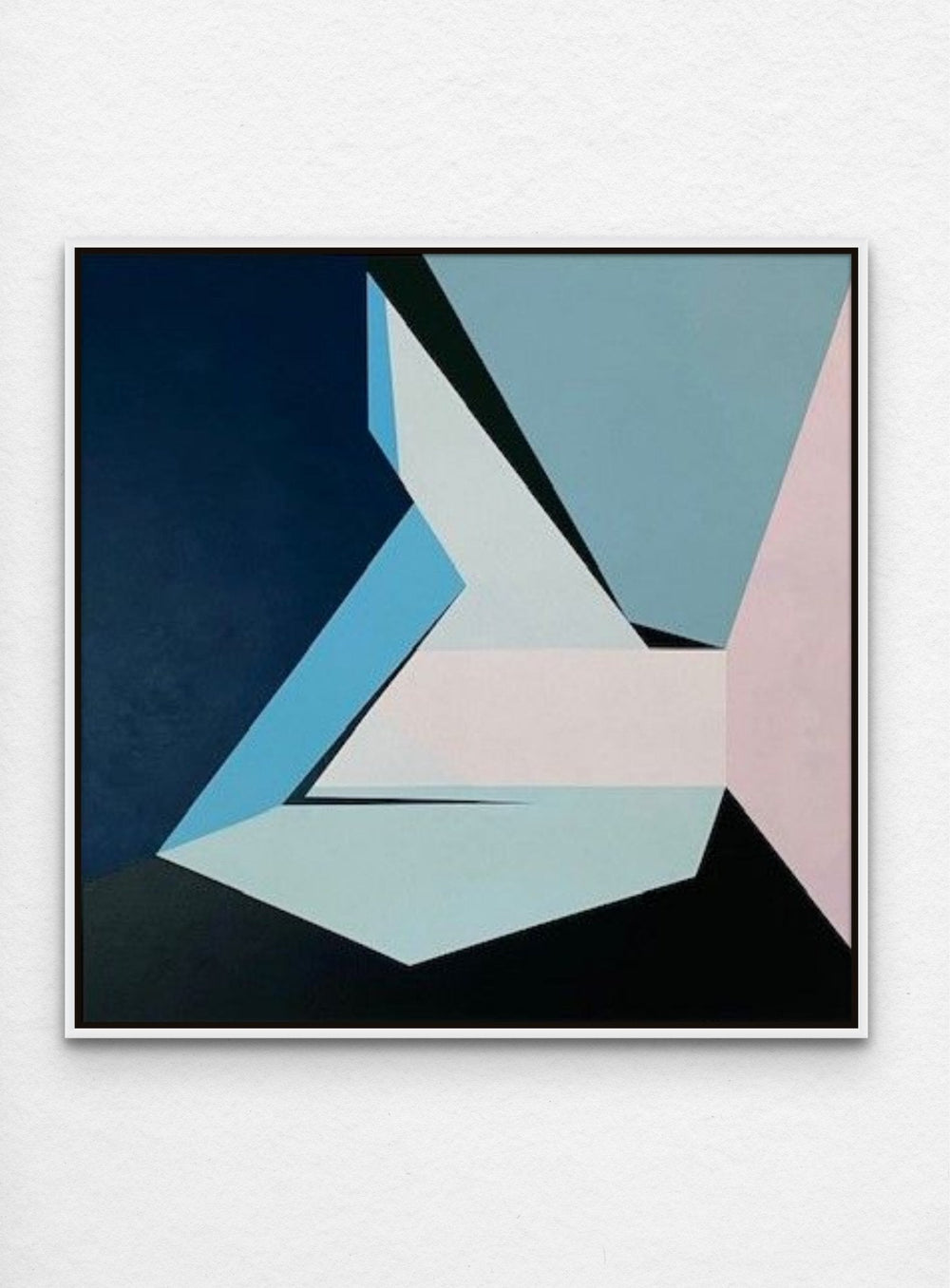 Abstract geometric, hard-edge artwork on canvas painted with neutral palette.