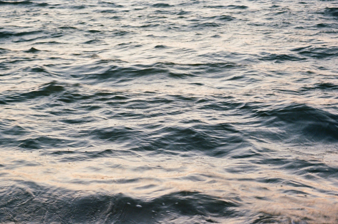 Maine ocean with soft rippling waves and golden light.