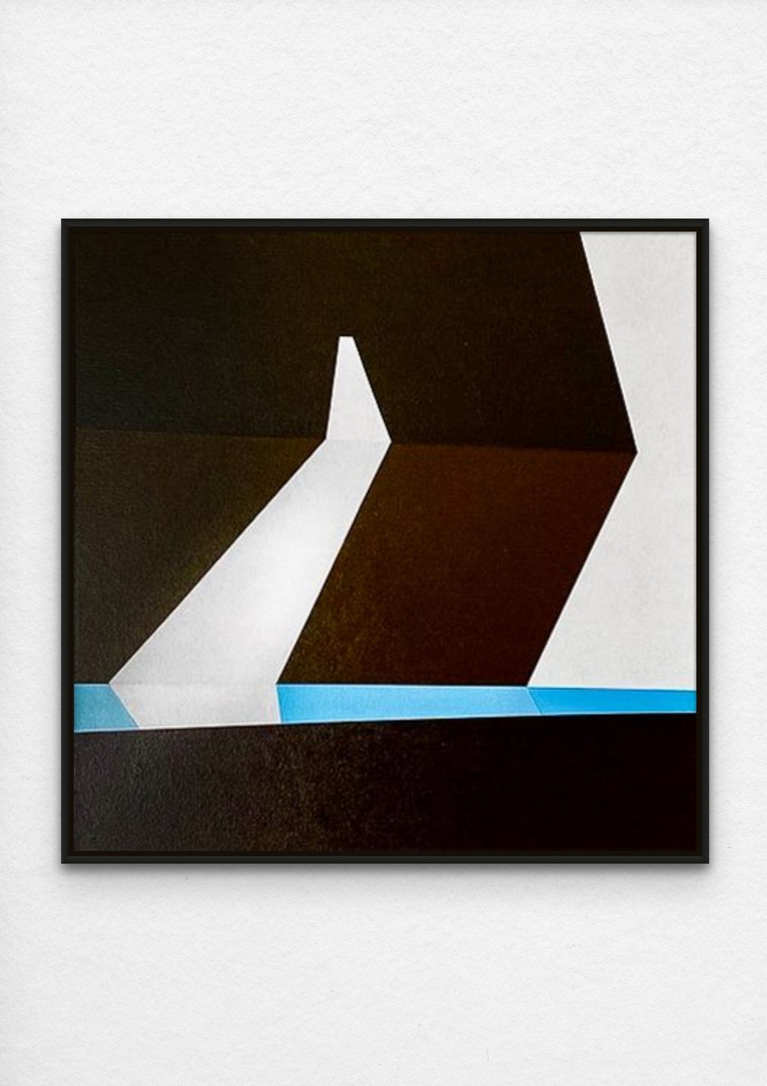 Linear brutalist artwork with black frame. 