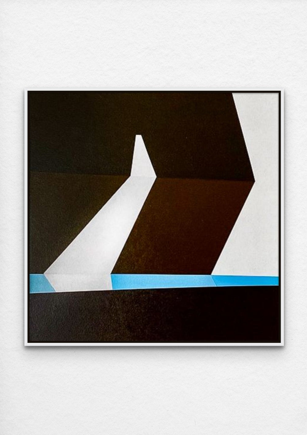 Linear brutalist artwork with white frame. 