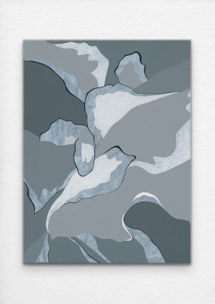 cool grey and blue floral painting