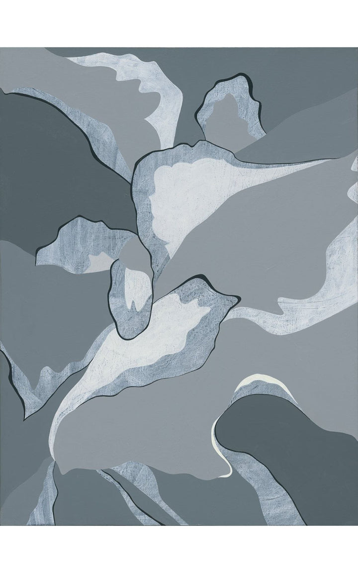 cool grey and blue floral painting