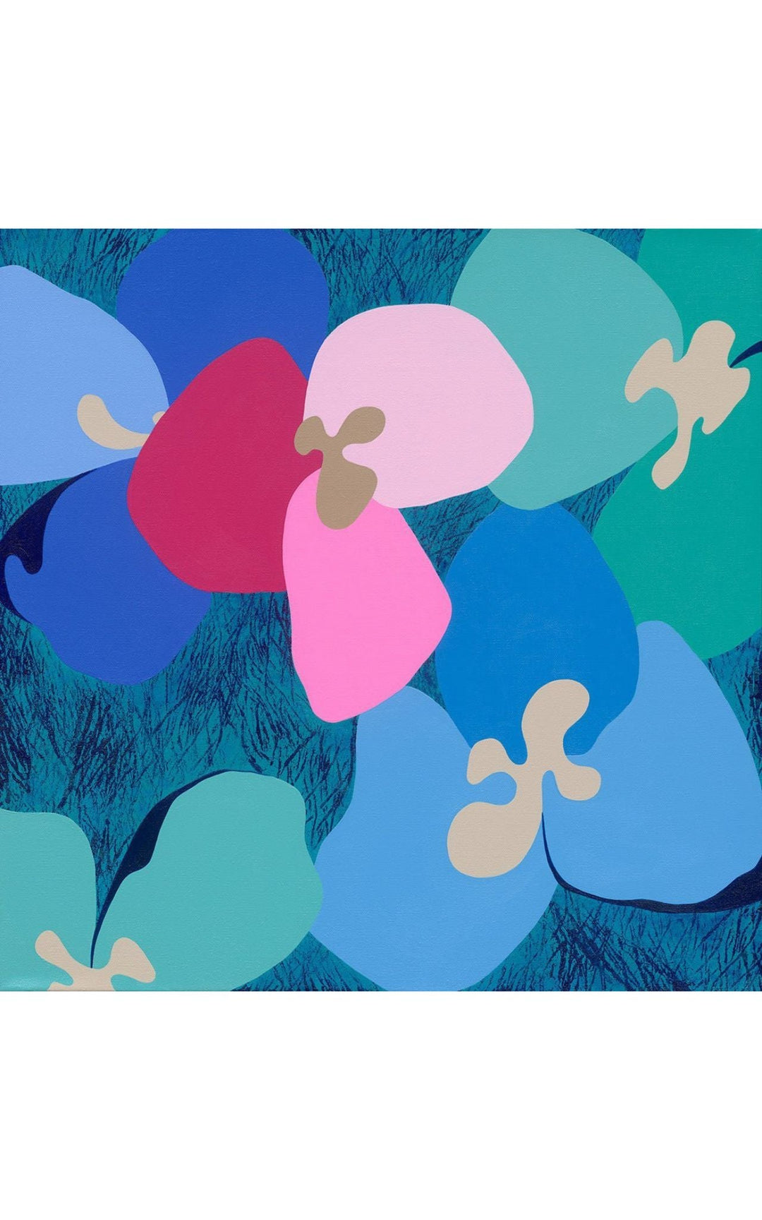 blue abstract flower painting