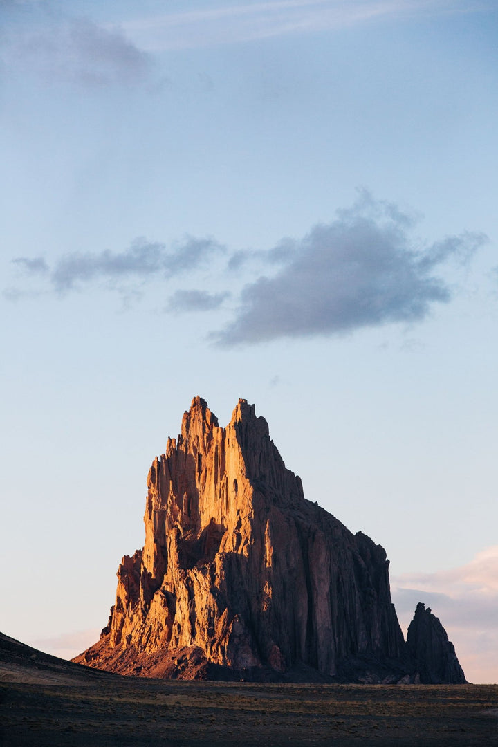 Golden hour light on the iconic rock formation.